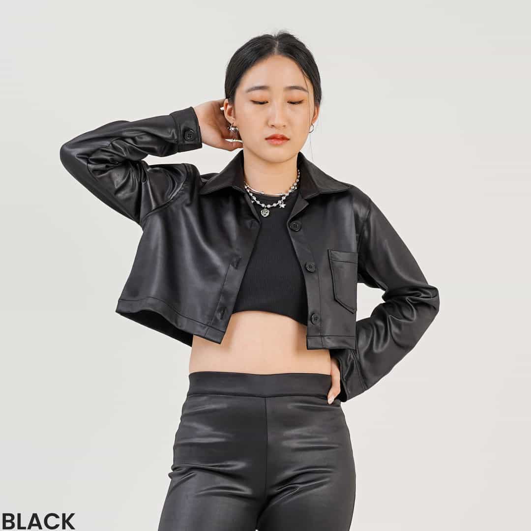 Kemeja Crop Kulit