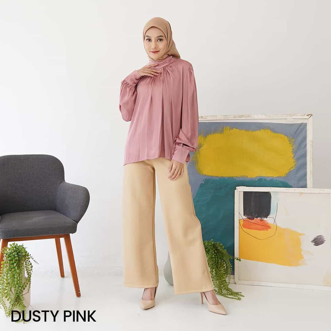 Atasan Lengan Balon Satin Premium Lemi