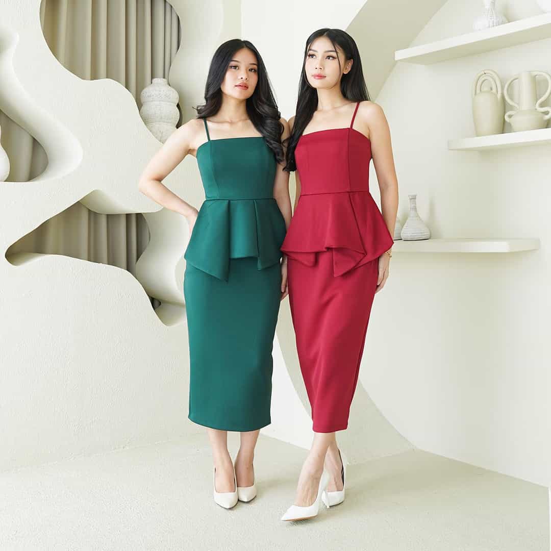 Midi Dress Peplum Momo