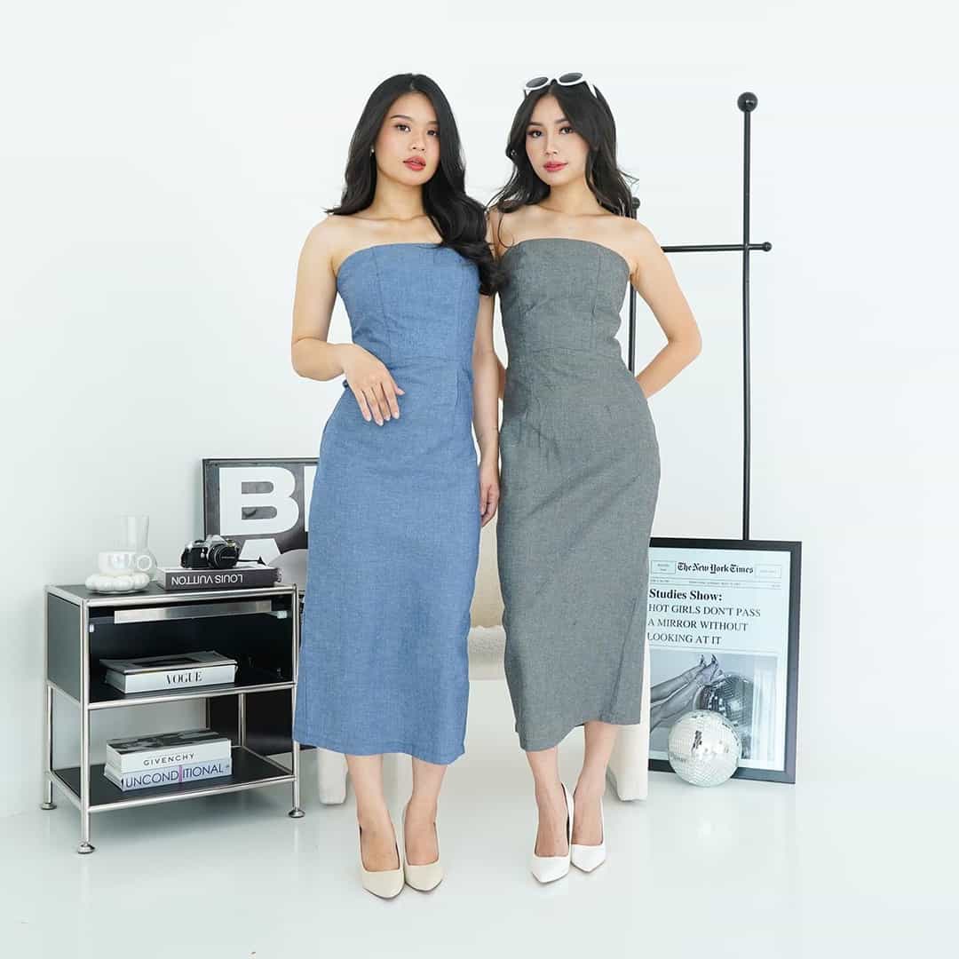 Kemben Dress Denim Look Bibi