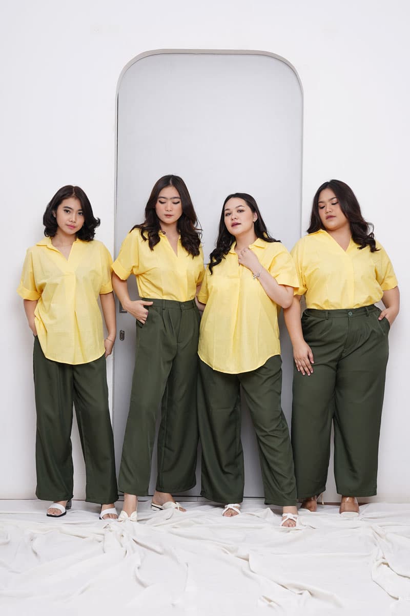 Kemeja Katun Twist Neck (Size XL-XXL)