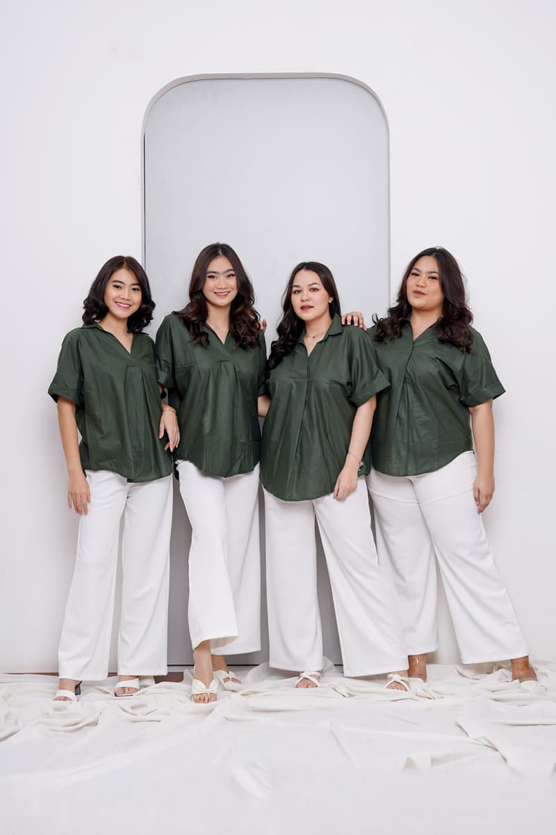 Kemeja Katun Twist Neck (Size XL-XXL)