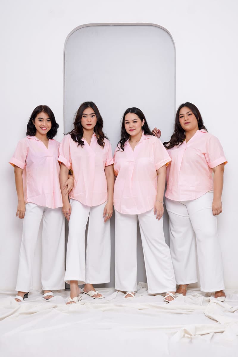 Kemeja Katun Twist Neck (Size XL-XXL)