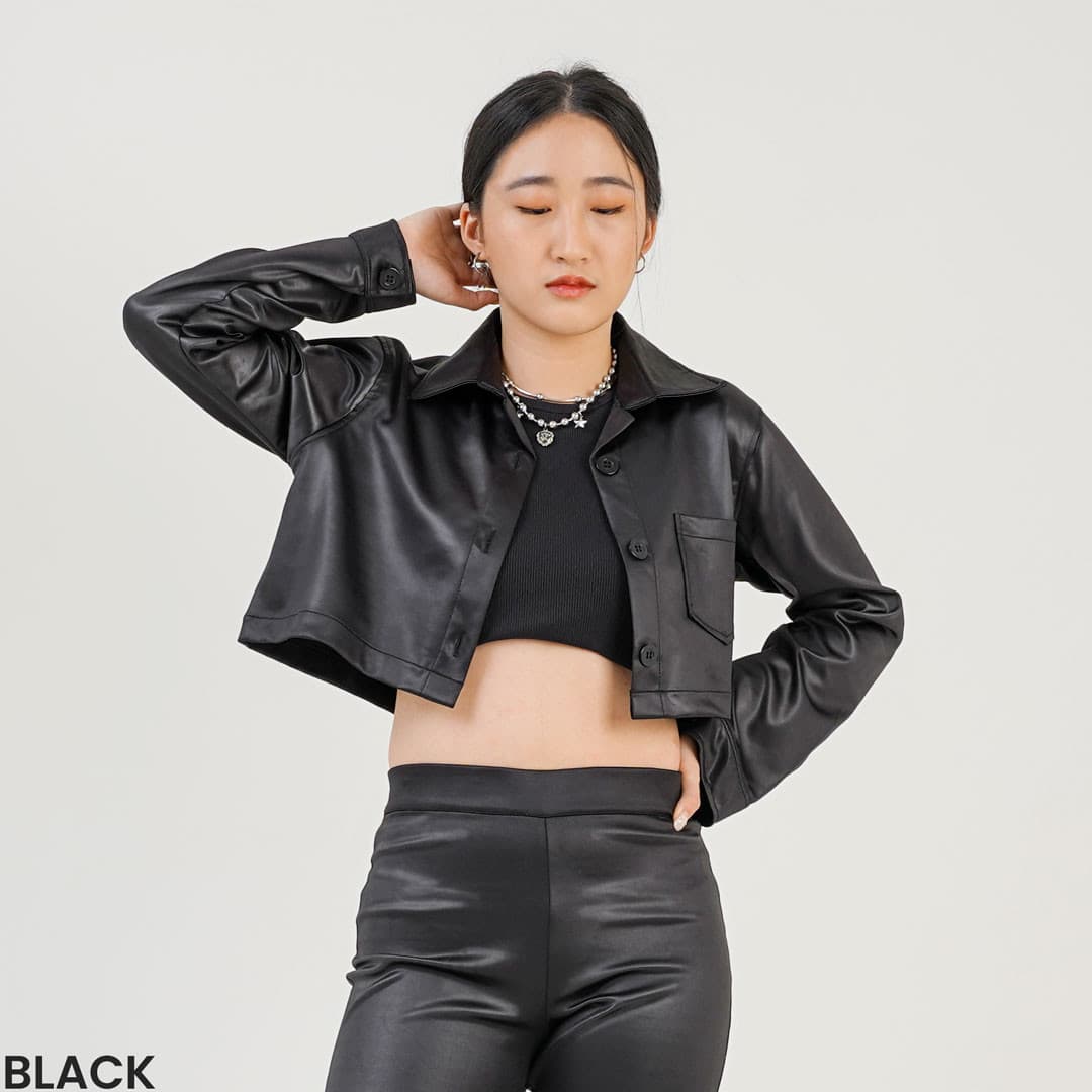 Kemeja Crop Kulit