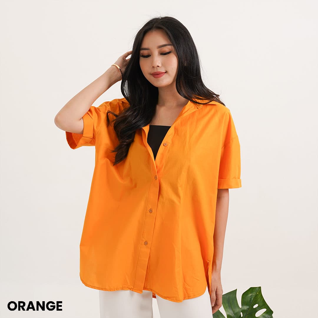 Kemeja Oversized Katun Lengan Pendek Pony