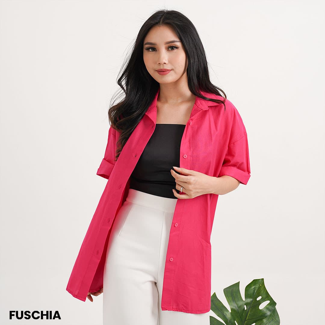 Kemeja Oversized Katun Lengan Pendek Pony