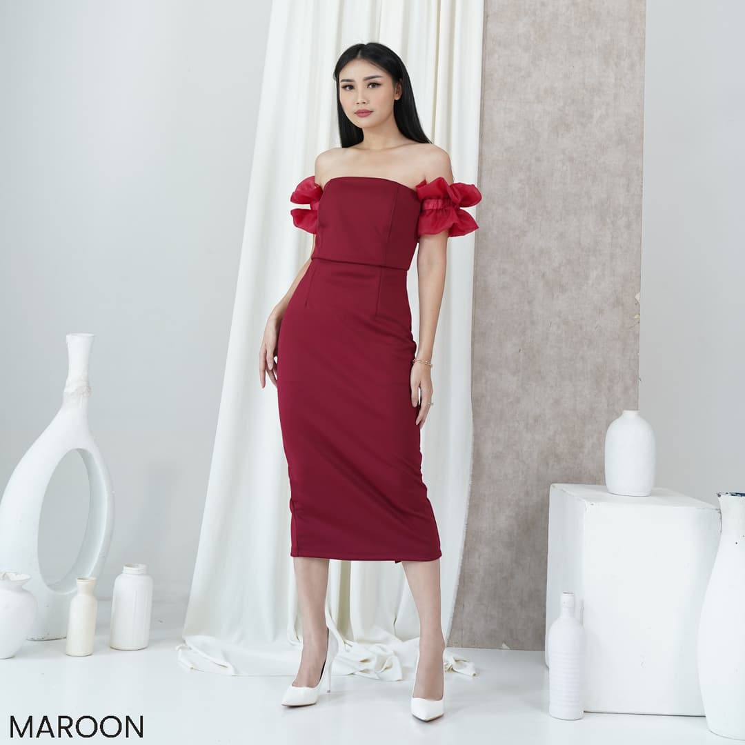 Midi Dress Ruffle Organza Ying