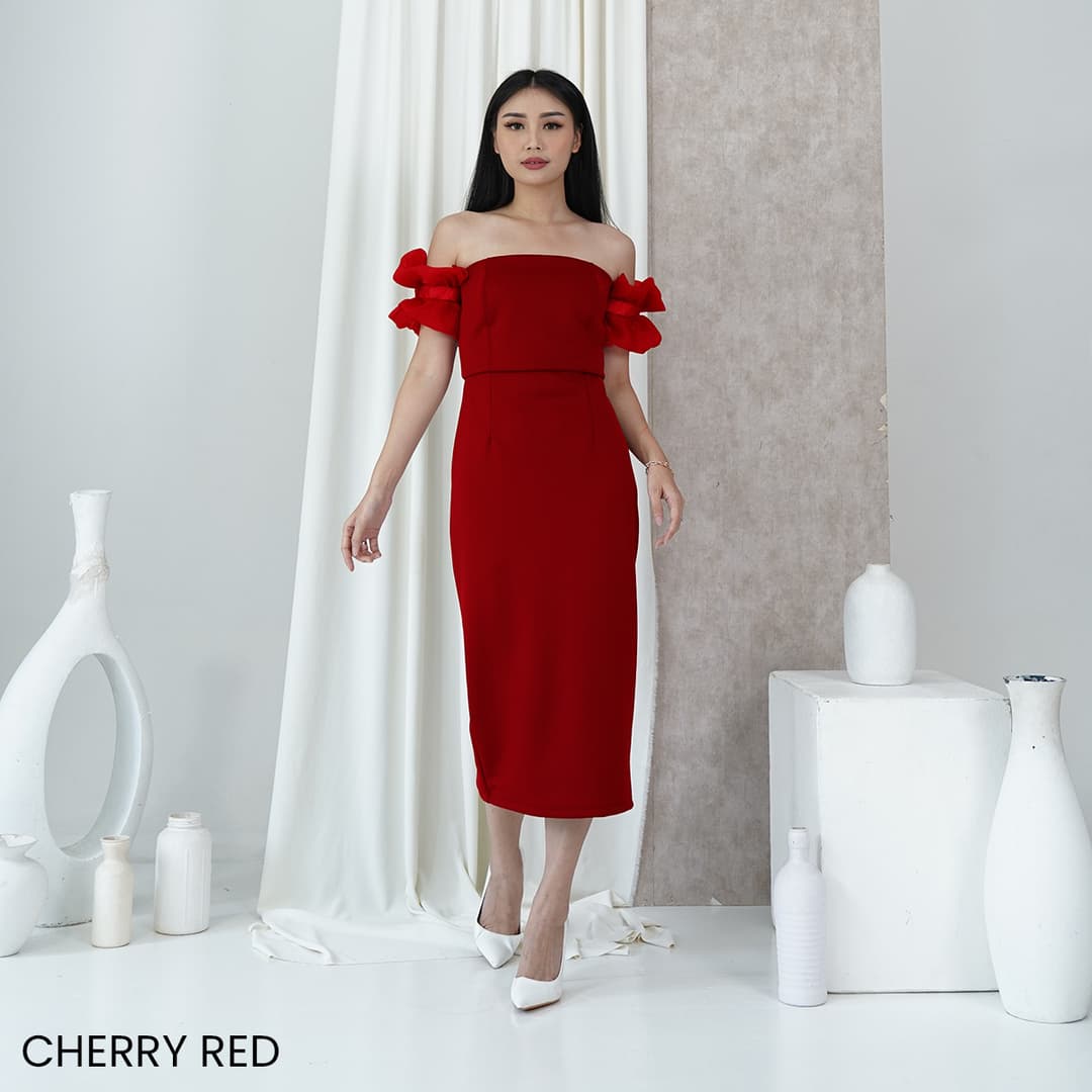 Midi Dress Ruffle Organza Ying