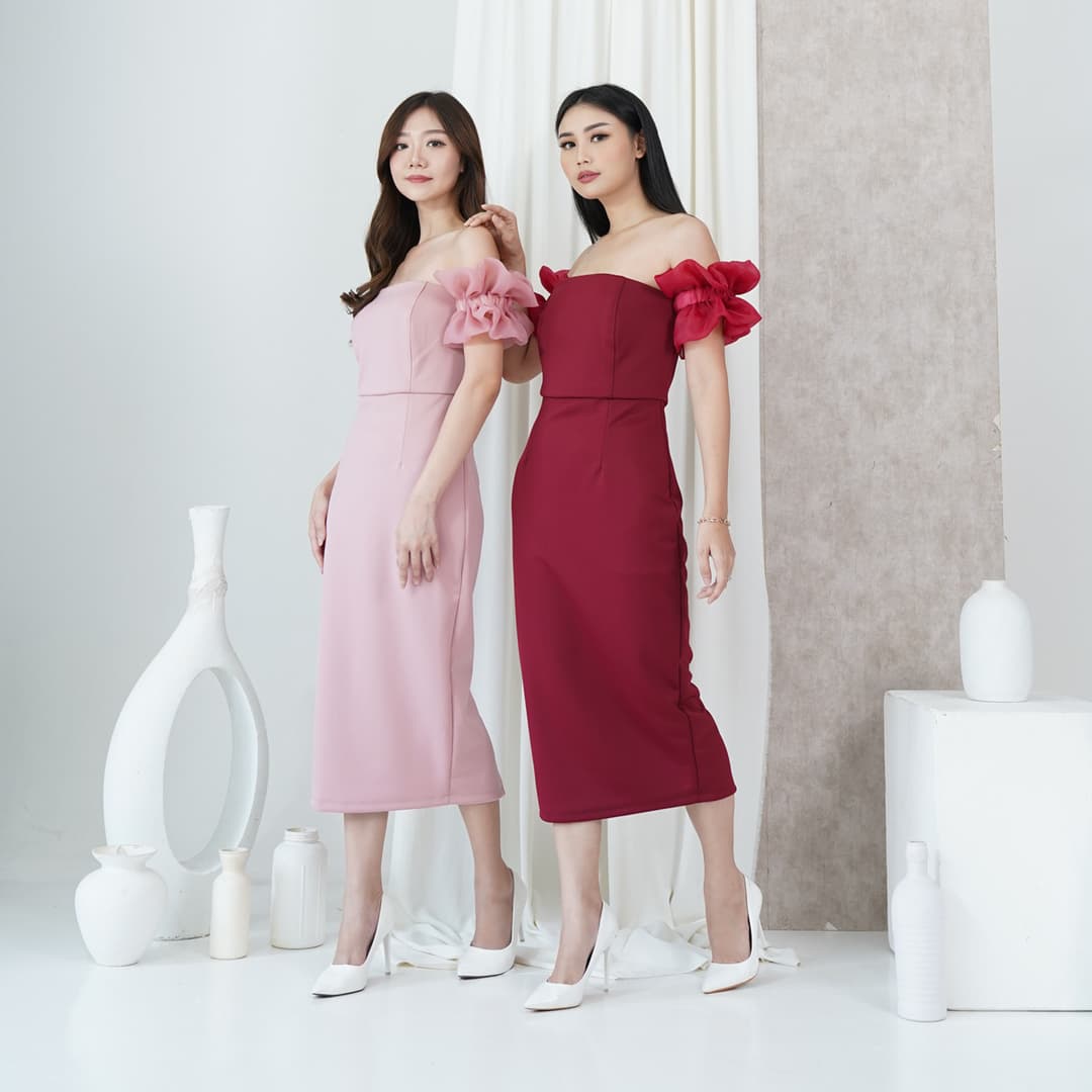 Midi Dress Ruffle Organza Ying