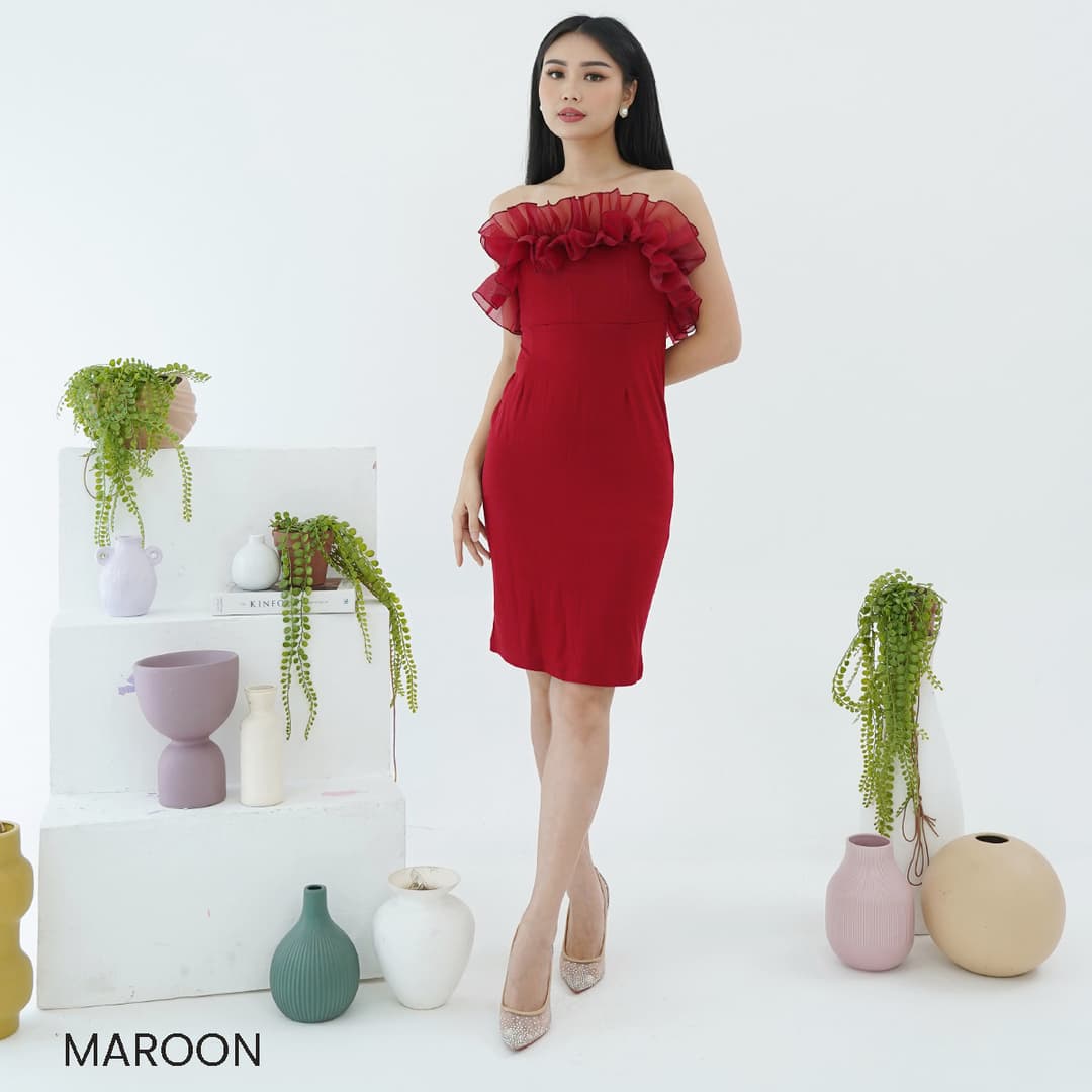 Ruffle Bodycone Dress Fini