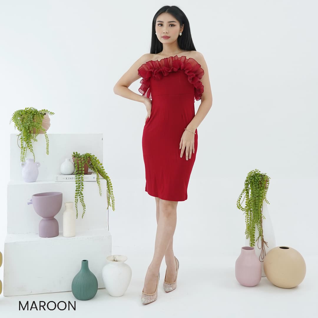 Ruffle Bodycone Dress Fini