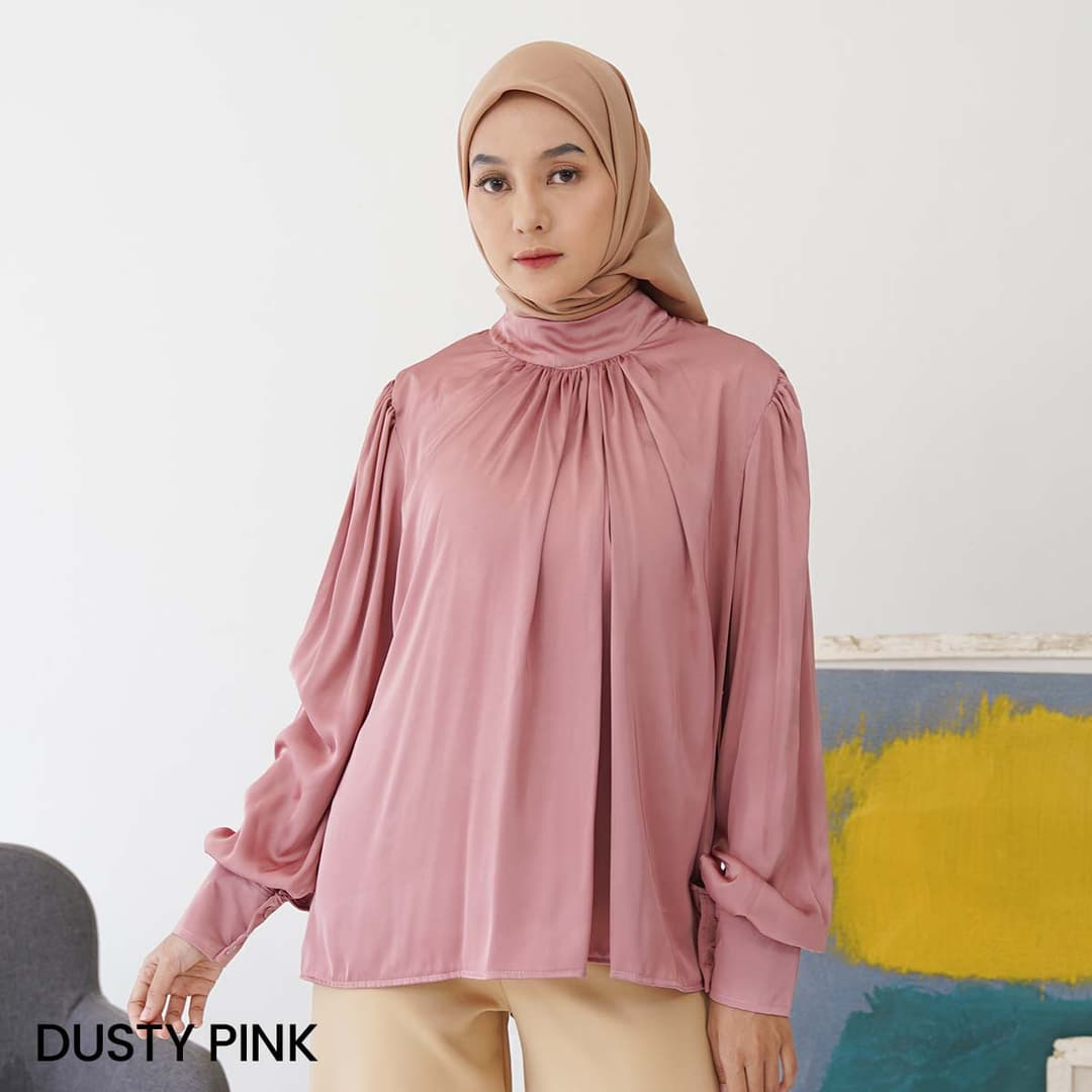 Atasan Lengan Balon Satin Premium Lemi