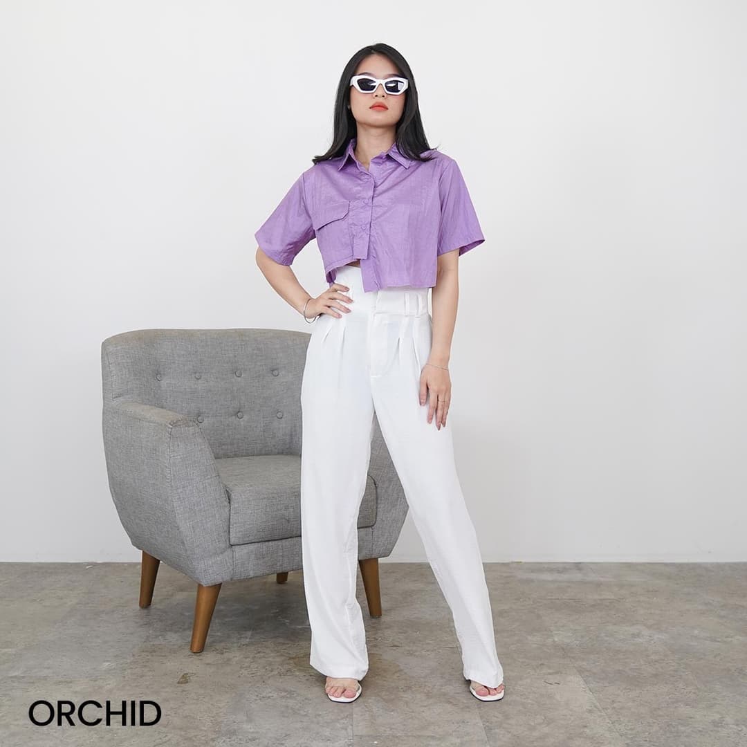 Atasan Wanita Crop Crinkle Aries