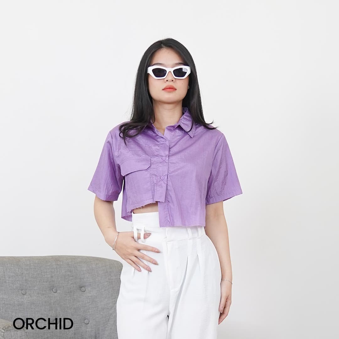 Atasan Wanita Crop Crinkle Aries