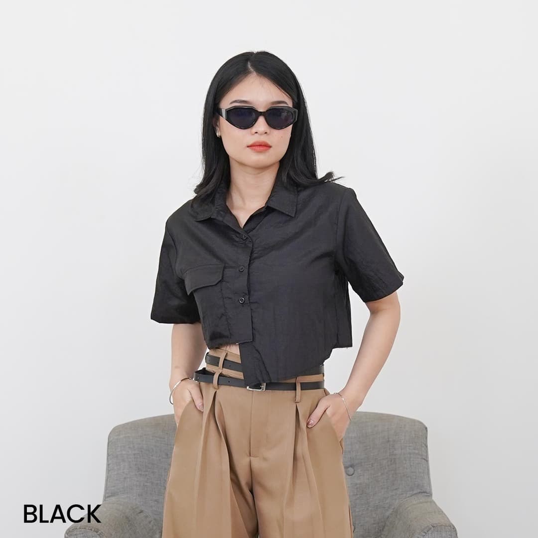 Atasan Wanita Crop Crinkle Aries
