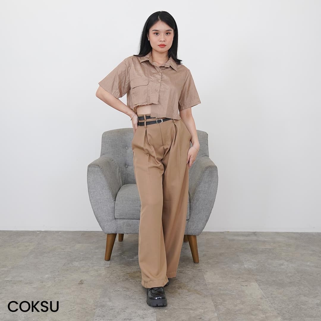 Atasan Wanita Crop Crinkle Aries