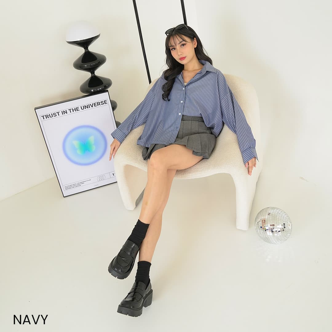 Kemeja Cotton Stripe Oversized Nixie