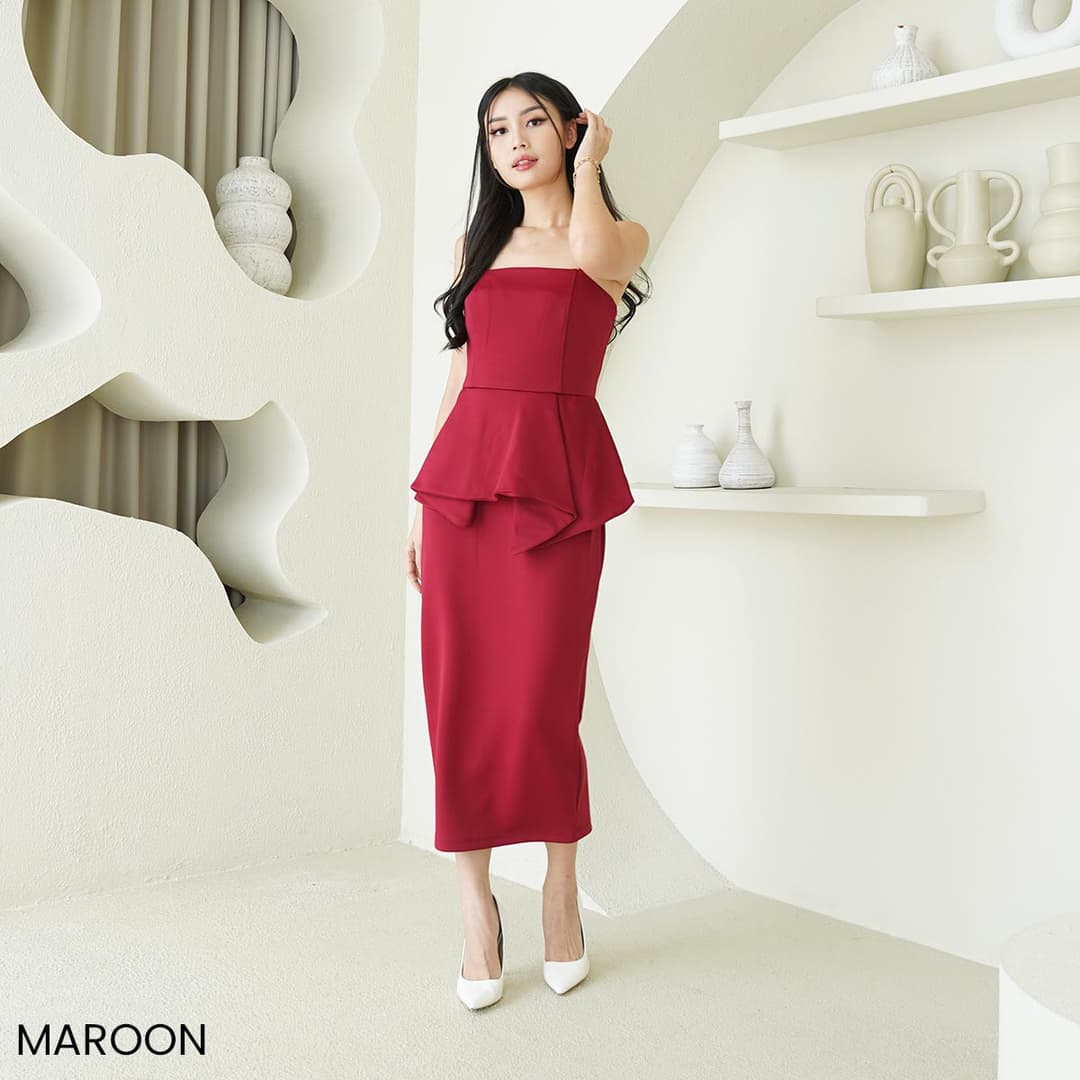 Midi Dress Peplum Momo