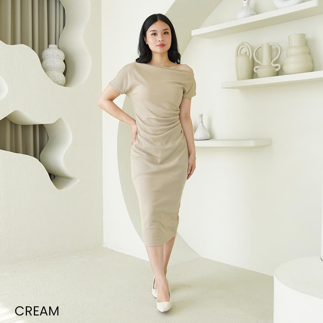 Asymetric Collar Bodycone Dress Lorence