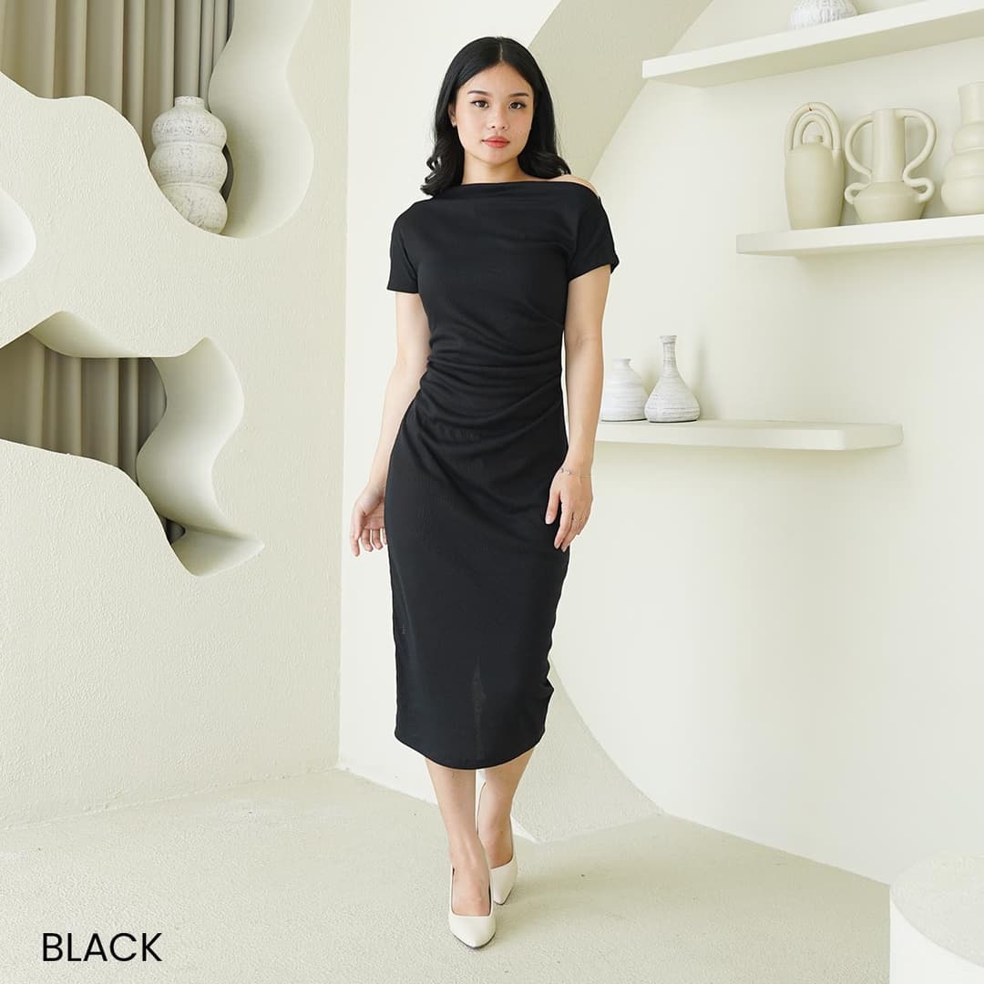 Asymetric Collar Bodycone Dress Lorence