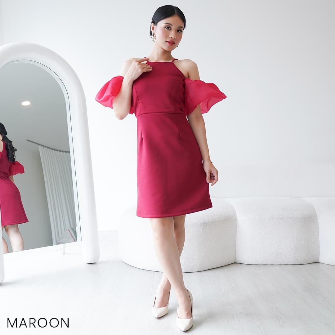 Dress Scuba Organza Emmeli