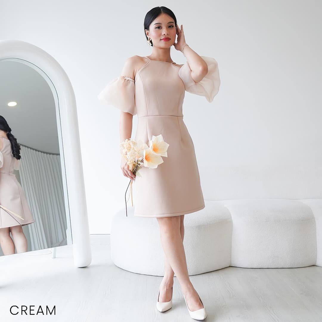 Dress Scuba Organza Emmeli