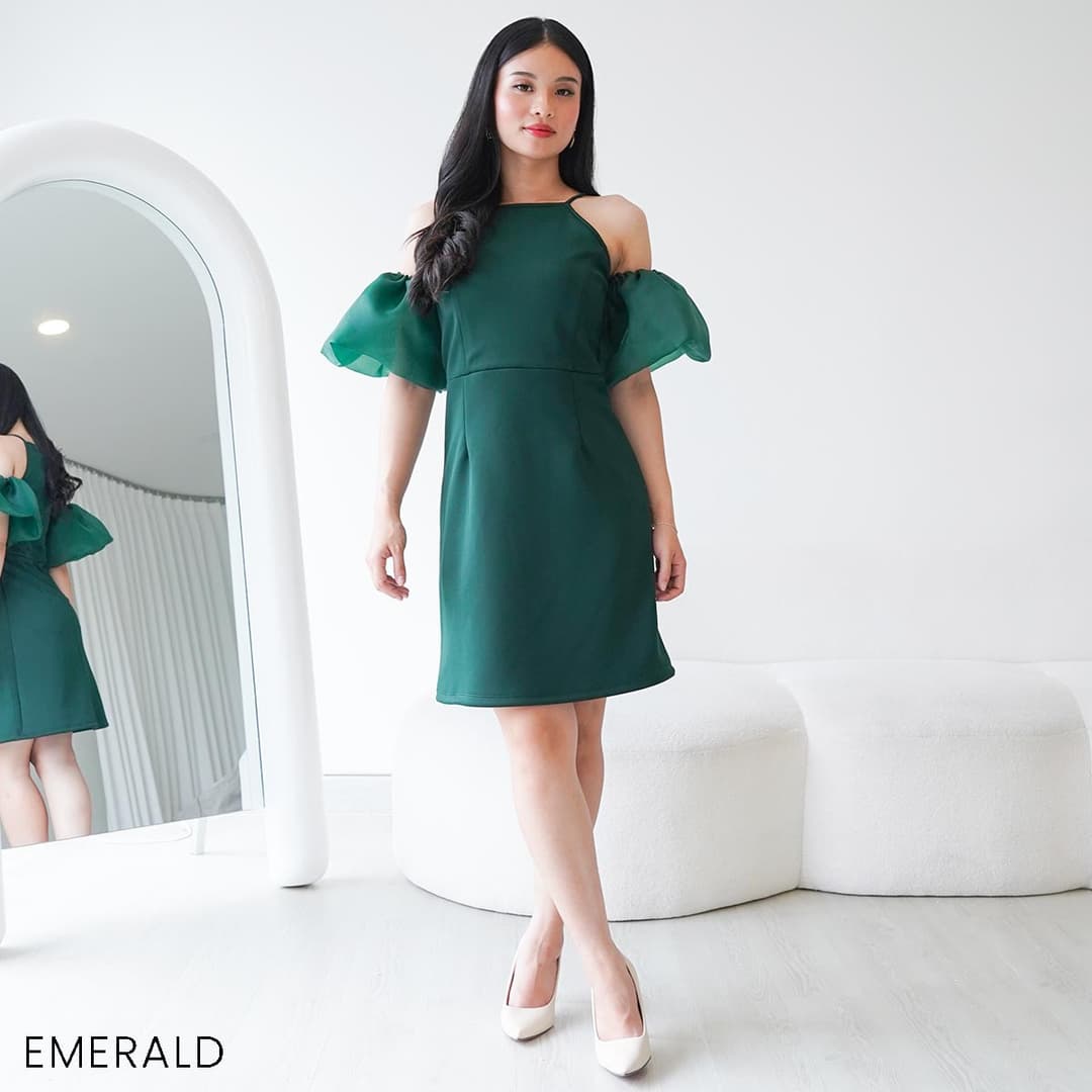 Dress Scuba Organza Emmeli