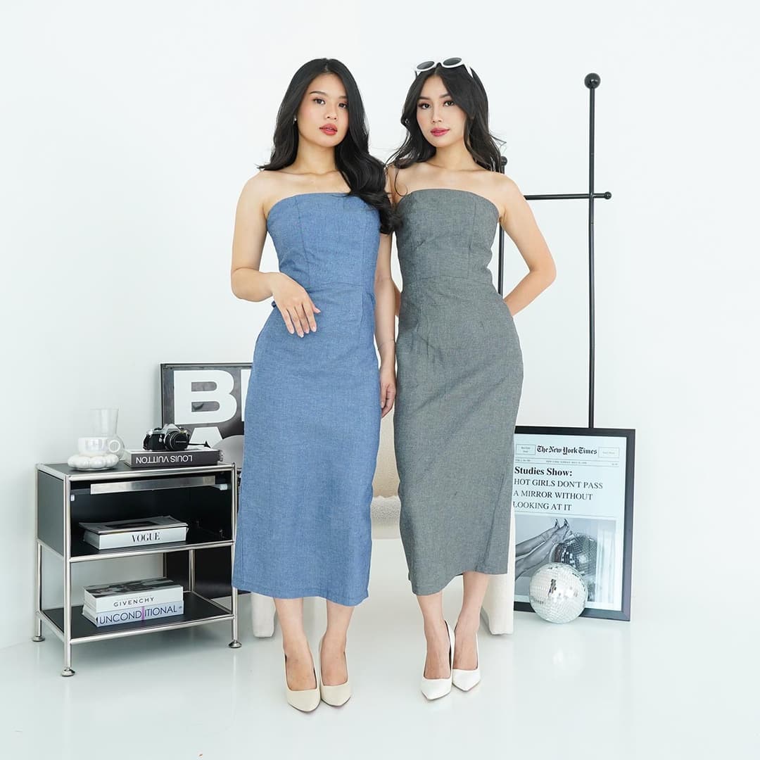 Kemben Dress Denim Look Bibi