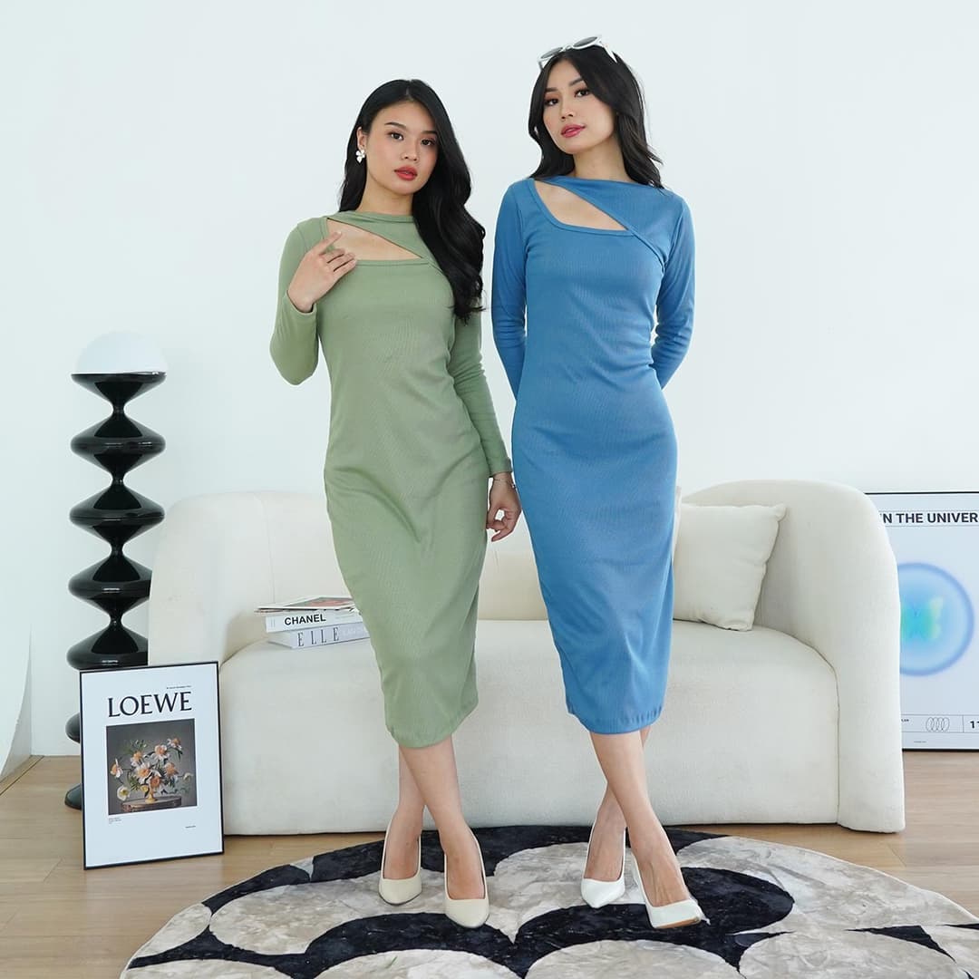 Cut Out Long Dress Knit Arzi