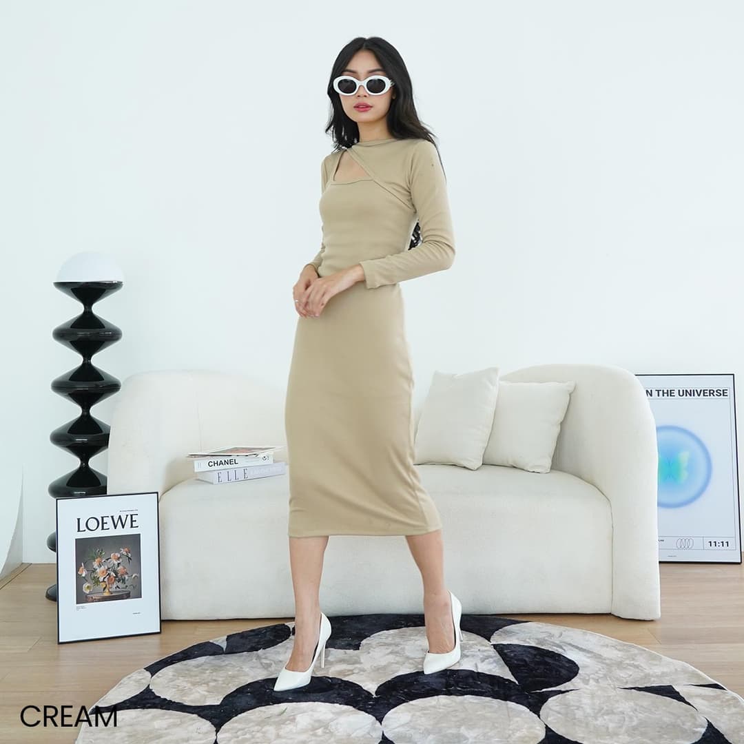 Cut Out Long Dress Knit Arzi