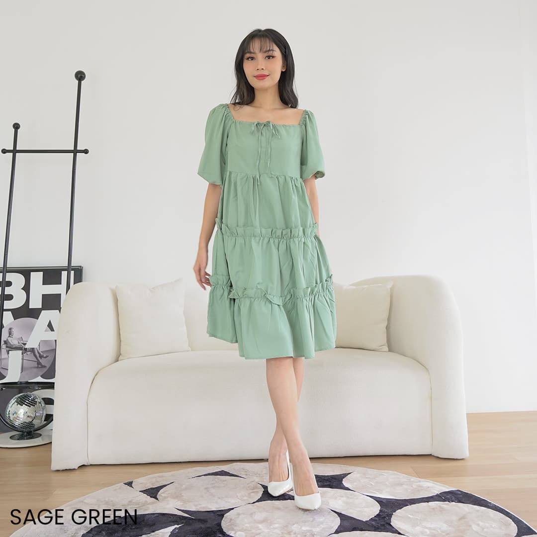 Dress Emeli Katun Lengan Balon