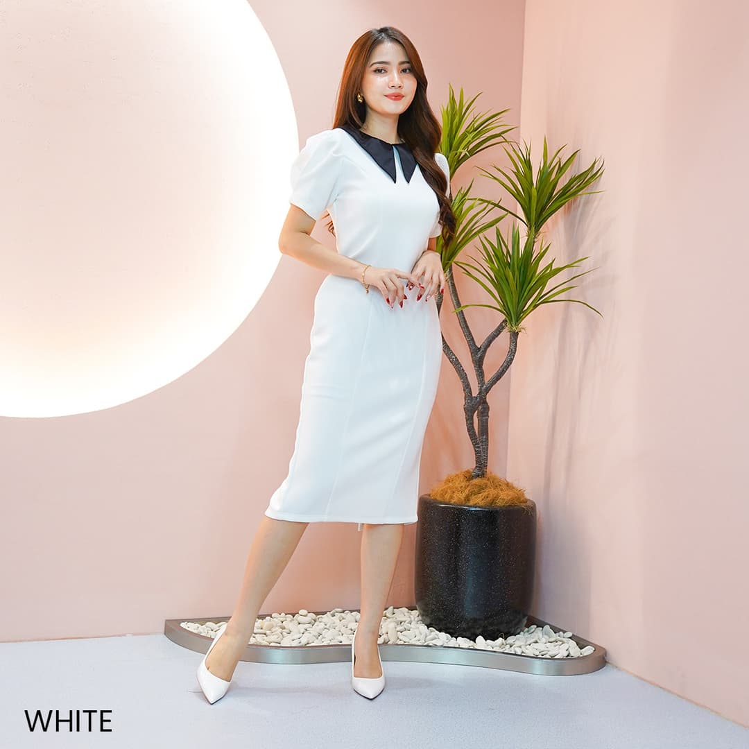 Dress Midi Kerah Rebah Eugine