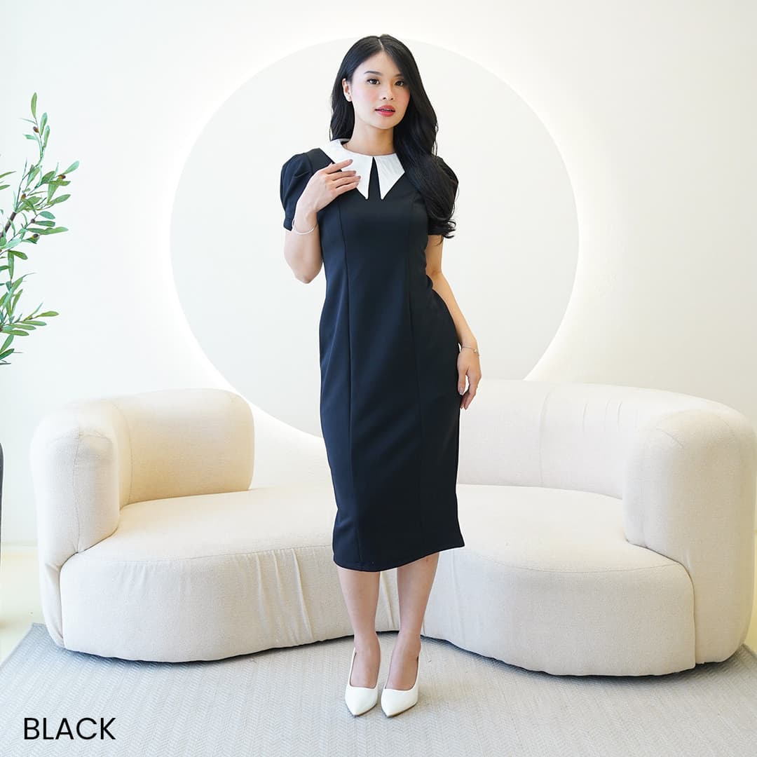 Dress Midi Kerah Rebah Eugine