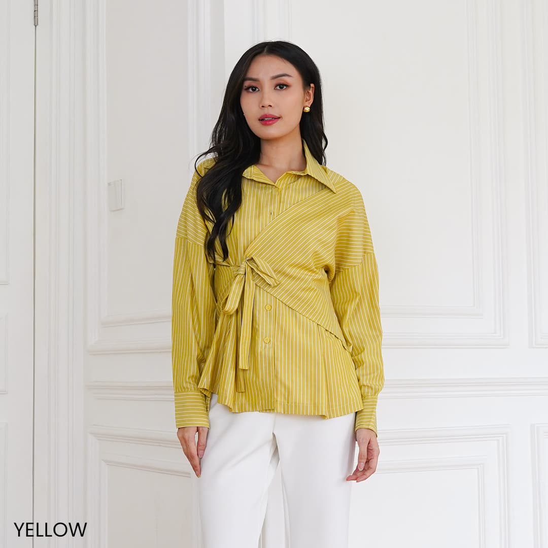 Kemeja Garis Lengan Panjang Clara
