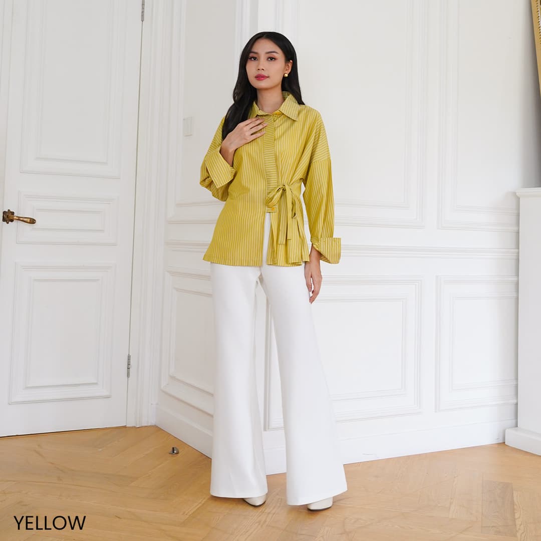 Kemeja Garis Lengan Panjang Clara