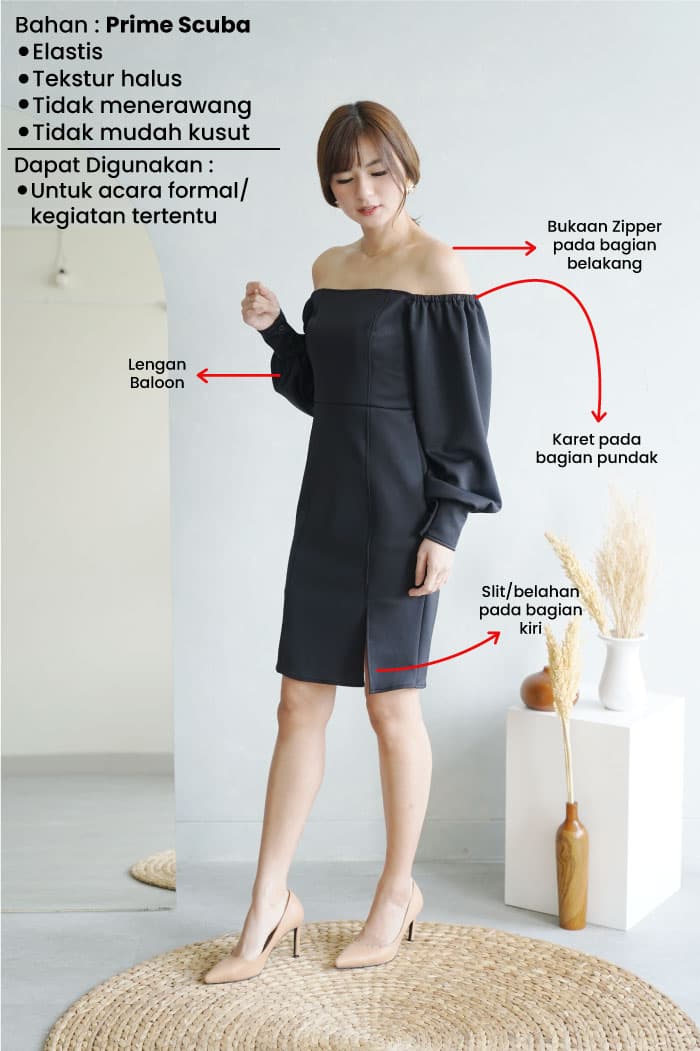Carmel Dress Lengan Balon