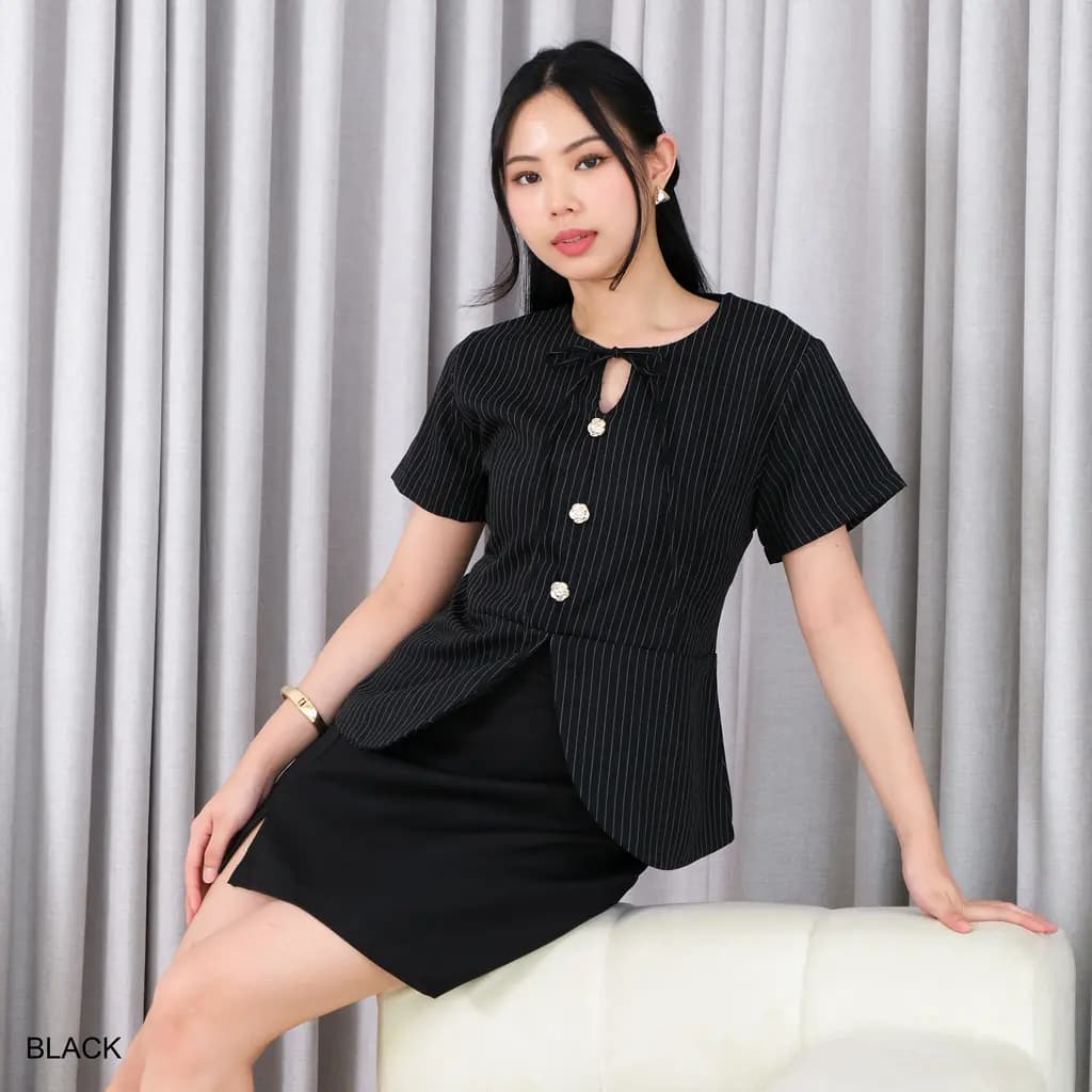 Jemma Peplum Stripe Top