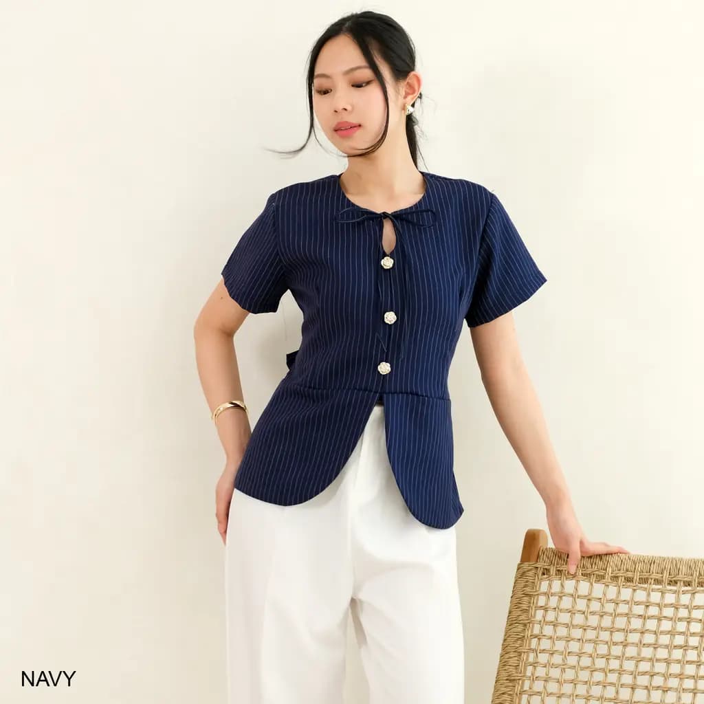 Jemma Peplum Stripe Top