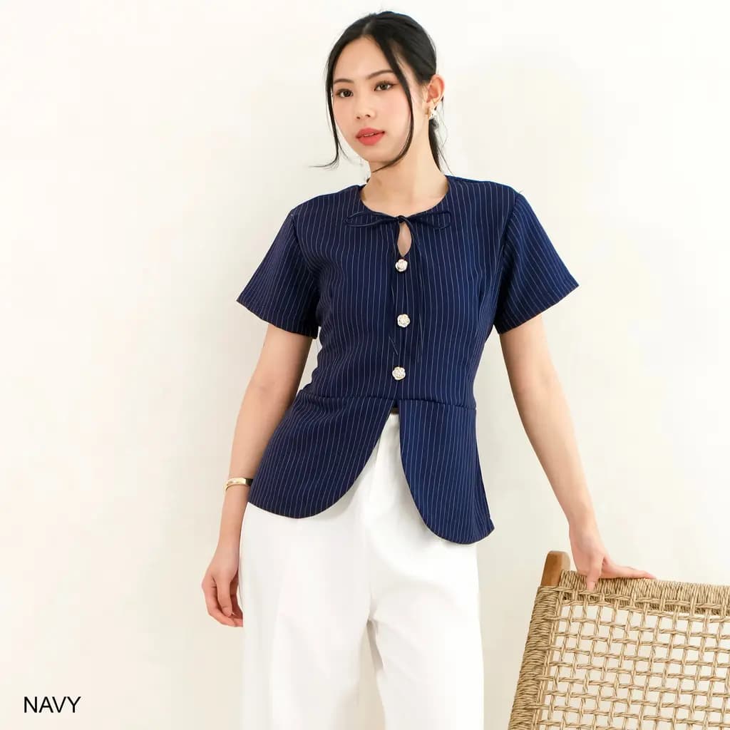 Jemma Peplum Stripe Top