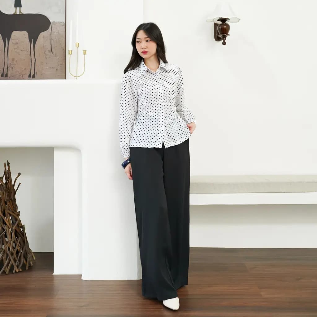 Kemeja Lengan Panjang Emidri Polkadot